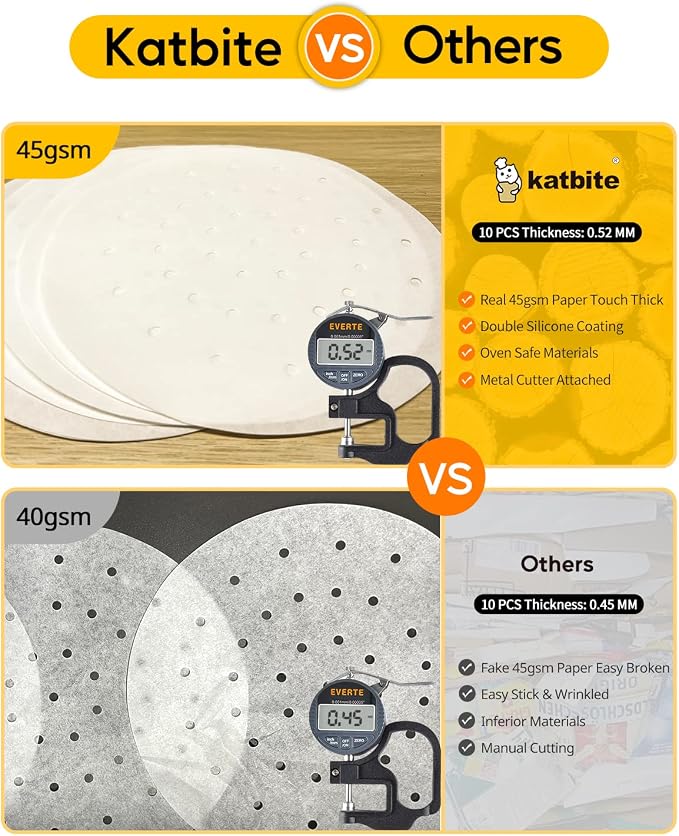 Katbite Air Fryer Parchment Paper Liners 120Pcs, 7.5 inch Perforated Parchment - Image 4