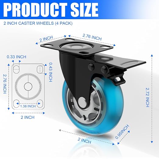 2 in Plate Caster Wheels - Image 2