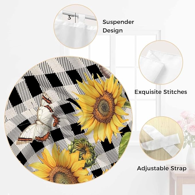 Sunflowers Living Room Curtains 84 Inch Length, Window Curtains Tab Top - Image 6