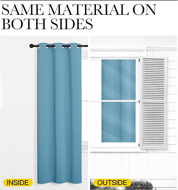 NICETOWN Teal Blue Blackout Curtains 96 inches Length for Living Room, 2 Panels, 55" Wide, Thermal Insulated Long Drapes for Large Window