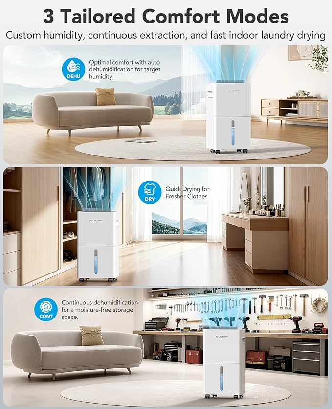 PLUSCENT 21 Pint Dehumidifier for Basement and Home, 1500 Sq Ft Portable - Image 3