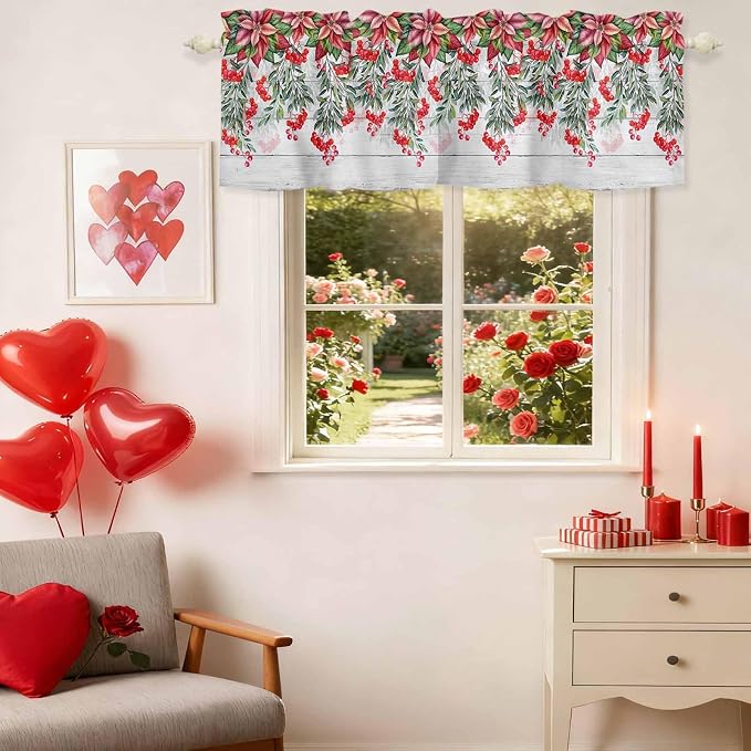 Poinsettia Berry Valance Curtains - Image 5