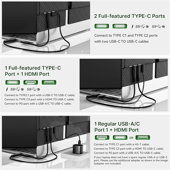 14" Triple Laptop Screen Extender, Ultra-Thin Lightweight FHD 1080P IPS - Image 7