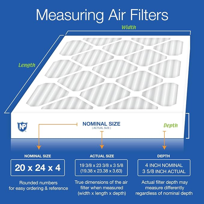 Nordic Pure 20x24x4 Pleated MERV 14 Plus Carbon Air Filters 6 Pack | Actual - Image 2