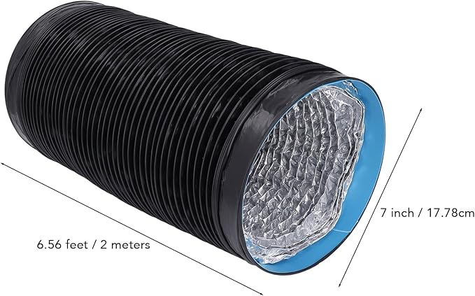 7in 6.56ft Dryer Vent Exhaust Duct Hose, Flexible Aluminum Air Ducting - Image 2