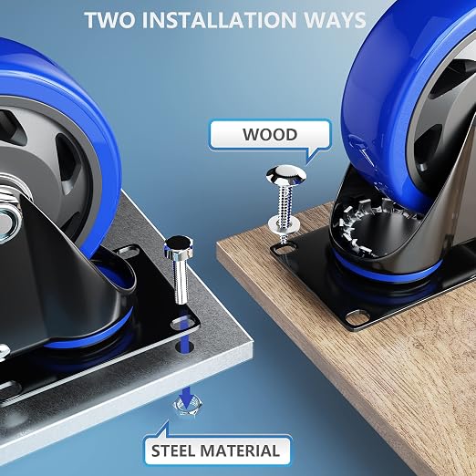 5 Inch Caster Wheels with Safety Dual Locking, Heavy Duty Casters Set of 4 - Image 4