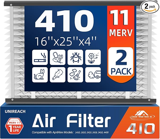 2 Pack 410 Replacement Air Filter, MERV 11, Actual Size: 16"x28"x4", Nominal by UNIREACH