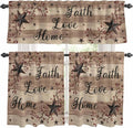 Kitchen Curtains Tiers and Valance Set of 3, Farmhouse Star Brown Light by Anzona