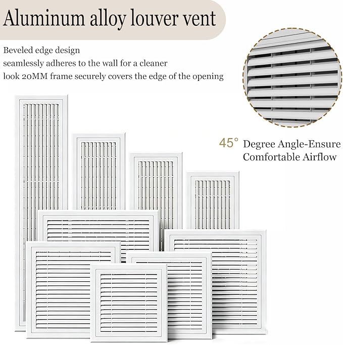 White Modern Air Return Grille，Wxl_20 x 32 in Decorative Aluminum Air Vent Cover - Image 4