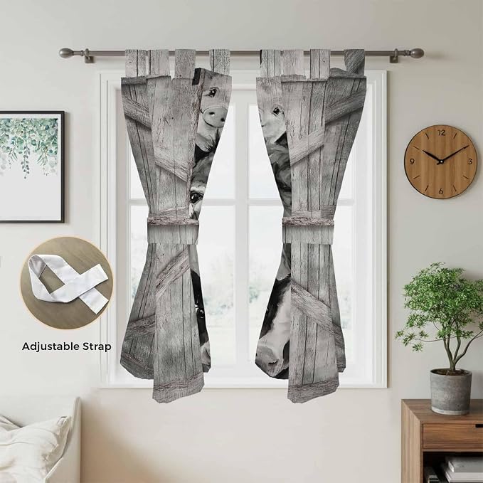 Funny Farm Animals Bathroom Curtains 63 Inch Length, Window Curtains Tab Top - Image 5