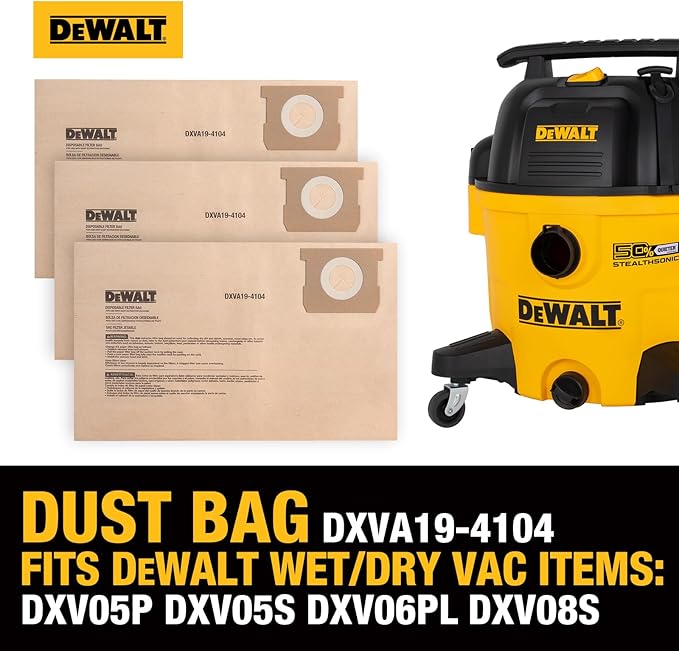 DEWALT DXVA19-4104 Dust Filter Bags, High Efficiency Replacement Bags - Image 3