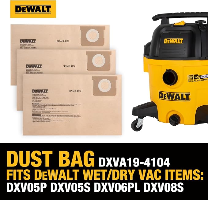 DEWALT DXVA19-4104 Dust Filter Bags, High Efficiency Replacement Bags - Image 3