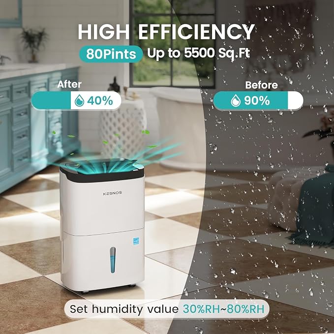 Kesnos 80 Pints 2025 Energy Star Dehumidifier - Image 3