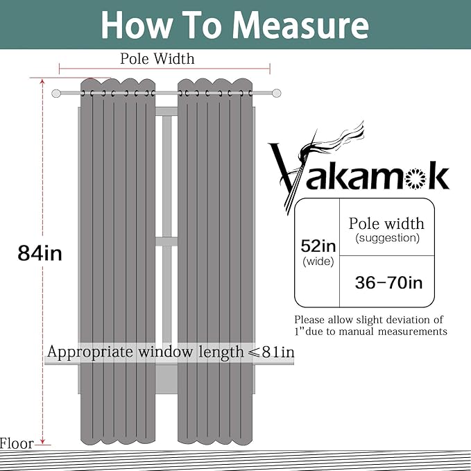 Yakamok Beige Blackout Curtains 84 Inches Length Thermal Insulated Light Blocking Room Darkening Window Treatment Curtain Drapes with Grommet for Bedroom Living Room (2 Panels, W52 x L84，Beige)