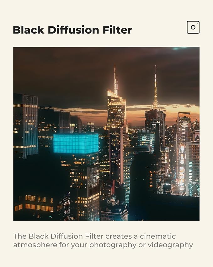 K&F CONCEPT 37mm Black Diffusion 1/4 Filter Mist Cinematic Effect Filter - Image 4