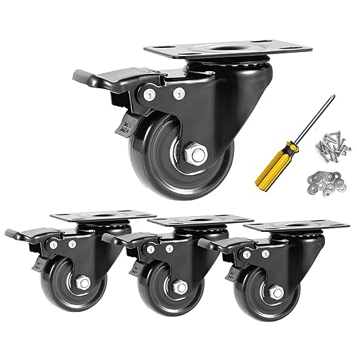Swivel Caster Wheels 600lbs, 2 Inch Casters Set of 4, Heavy Duty by YAEMIKY