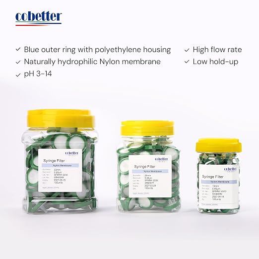 100 Pack Syringe Filter Nylon Lab Filters 0.45μm Pore Size 33mm Diameter - Image 3