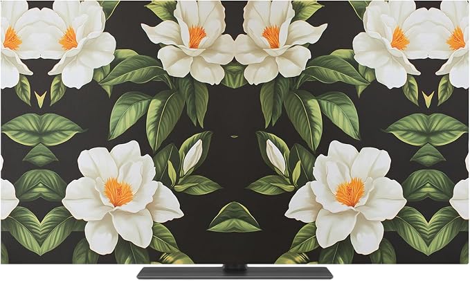 Rural White Gardenia Flower Indoor TV Cover, Elastic TV Screen Protector by Unknown