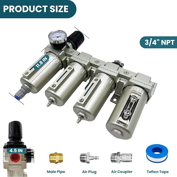 Upgraded 3/4" NPT Industrial Grade 4 Stage Air Drying System, Particulate Filter - Image 4