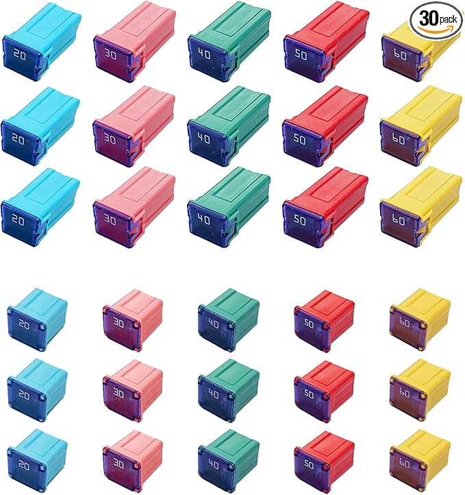 30 Pieces Automotive Tall/Standard Profile Box Shaped Fuse Kit, Car Fuses by RBOKO