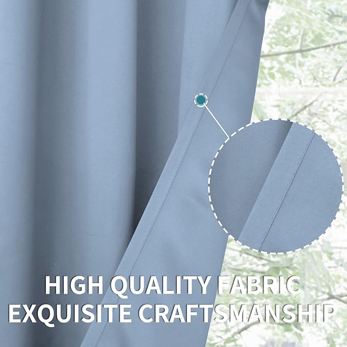 BGment Blackout Curtains for Bedroom - Grommet Thermal Insulated Room Darkening Curtains for Living Room, Set of 2 Panels (52 x 72 Inch, Spa Blue)