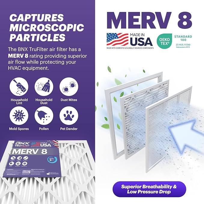 BNX TruFilter 18x24x1 Air Filter MERV 8 - Image 3