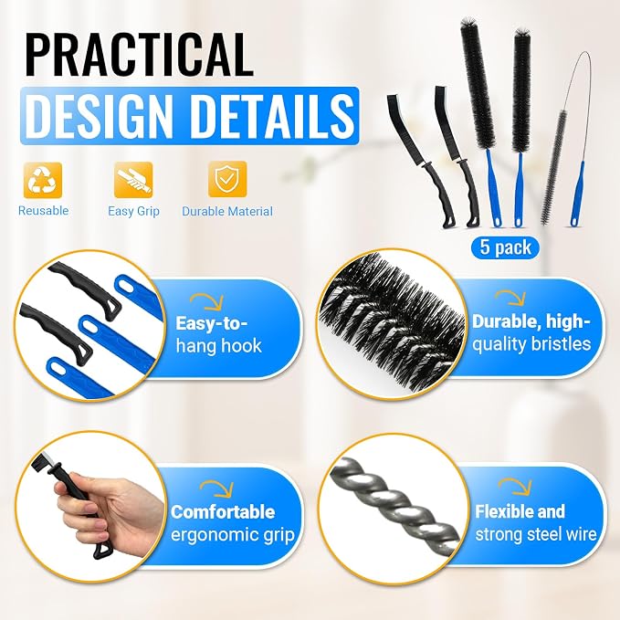 5 Pack Dryer Vent Cleaner Kit, Extra Long Flexible Brushes - Image 6