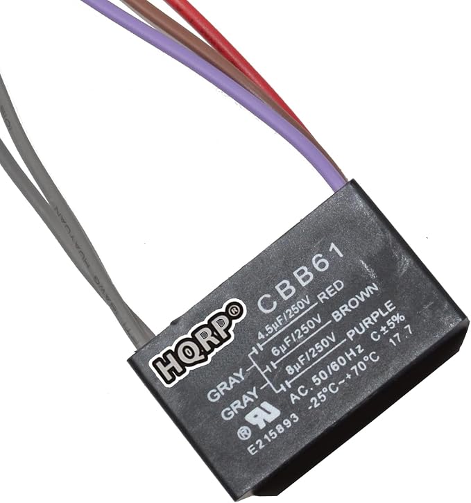 HQRP 2-Pack Ceiling Fan Capacitor CBB61 4.5uf+6uf+8uf 5-Wire UL Listed - Image 3