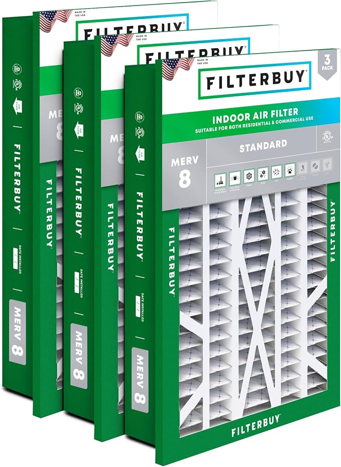 Filterbuy 16x25x5 Air Filter MERV 8 Essential Dust & Allergy Defense, by Filterbuy