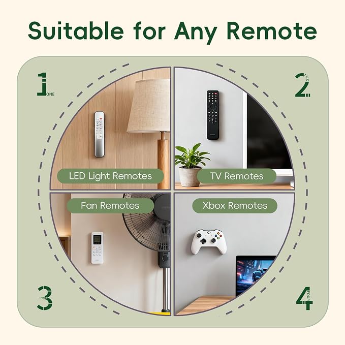 Magnetic Remote Control Holder Wall Mount Self-Adhesive, 6 Pack Upgraded - Image 6