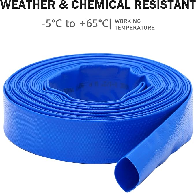 DAVCO 1.25" x 50 ft Pool Backwash Hose, Heavy Duty Reinforced Blue PVC Lay Flat - Image 3