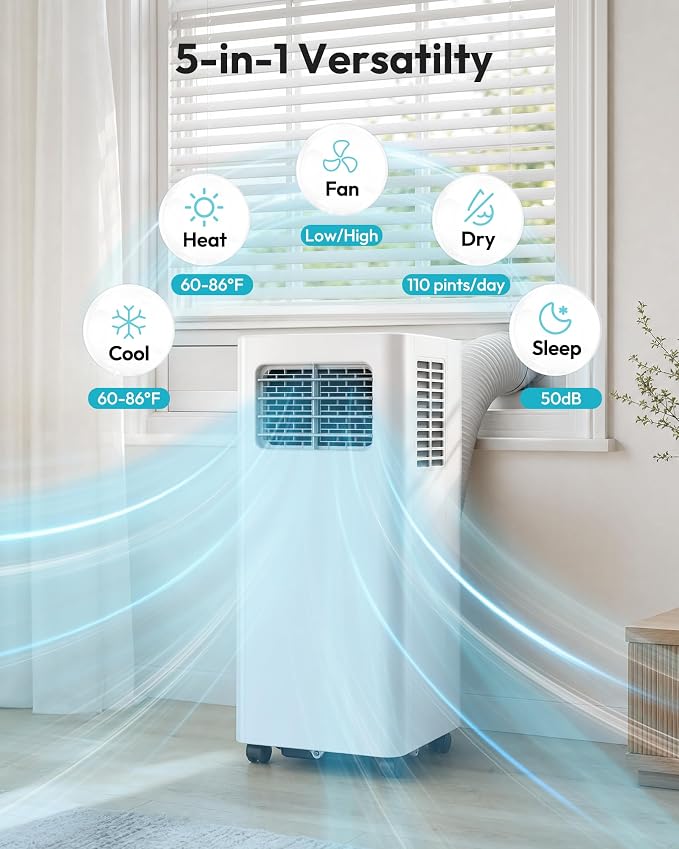 EUHOMY 12, 000 BTU Portable Air Conditioners, 5-in-1 Portable AC Unit - Image 7