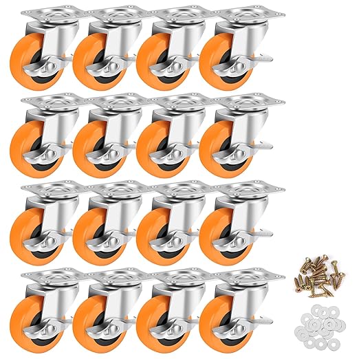 2.5 Inch Caster Wheels, Casters Set of 16, Heavy Duty Caster by BOSGEOT