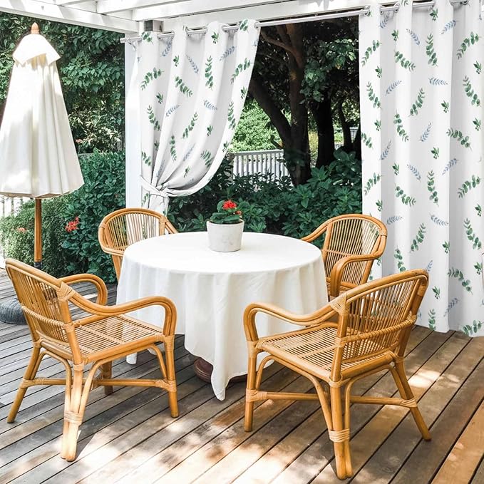Leaf Outdoor Curtains for Patio Summer Jugal Leaves Pastoral Plant Waterproof - Image 4
