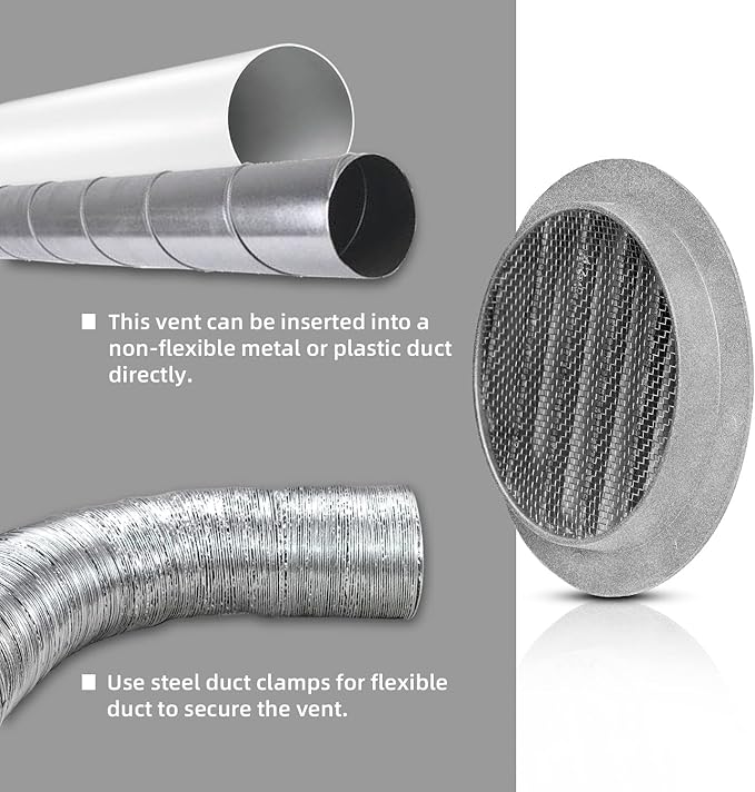 FRESH SPEED 6 inch Grey Round Metal Air Vent - Image 7