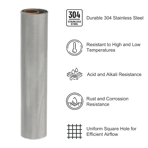 PATIKIL 40" L x 10" W Woven Wire Mesh, 100 Mesh 304 Stainless Steel Air Vent - Image 3