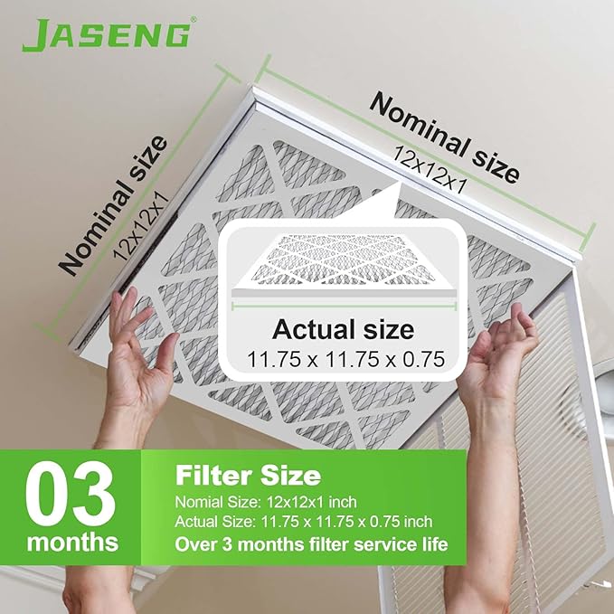12x12x1 AC Furnace Air Filters, MERV 8 Dust Defense, JASENG MPR 600 Pleated - Image 3