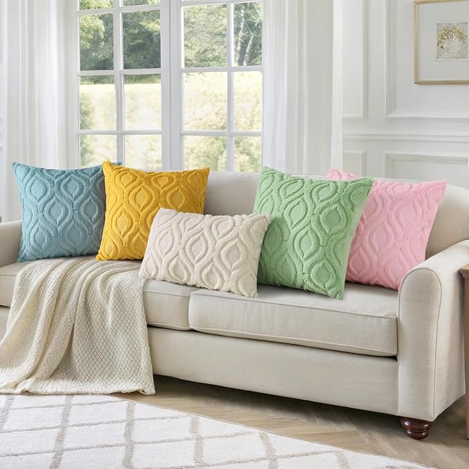 decorUhome Summer Throw Pillow Covers 26x26 Inch Set of 2, Soft Plush Faux Wool Light Pink Solid Couch Pillow Covers, Accent Euro Sham Farmhouse Neutral Square Pillow Cases for Sofa Bed Living Room