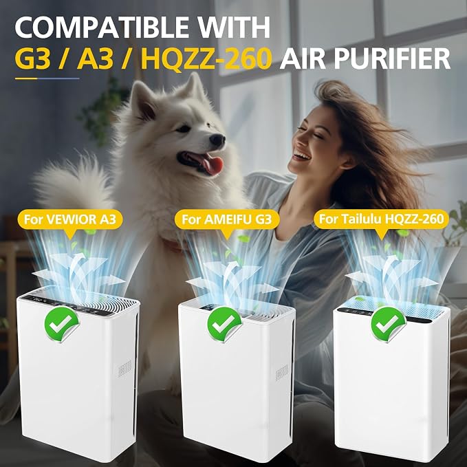 4 Pack G3 Air Purifier Repalcement Filter Compatible - Image 3