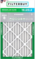 Filterbuy 16x25x2 Air Filter MERV 8 Essential Dust & Allergy Defense, by Filterbuy
