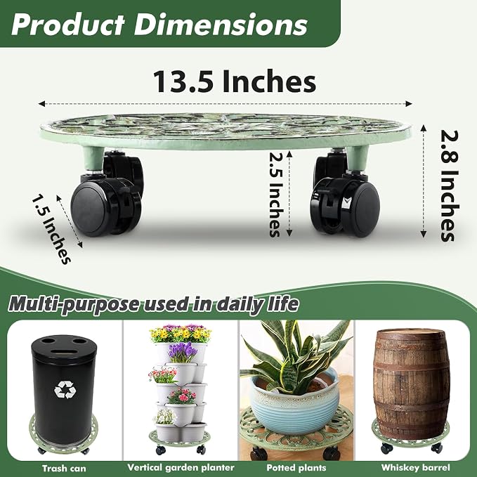 3 Packs 14 Inch Rolling Plant Stand - Image 4