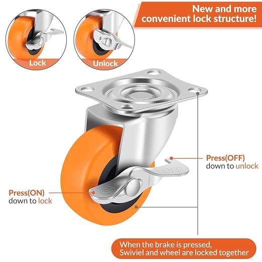 2.5 Inch Caster Wheels, Casters Set of 4, Heavy Duty Caster - Image 3
