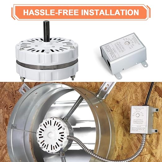 Hiorucet F0510B2944 F0510B2705 Attic Fan Motor & 120V Adjustable Thermostat - Image 8