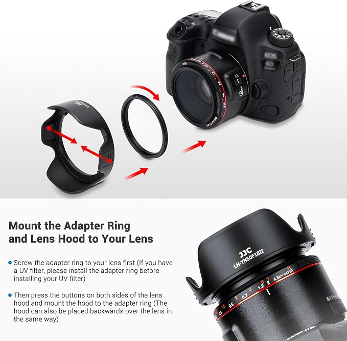 Lens Hood for Yongnuo YN 50mm f/1.8 II Lens, Reversible Lens Shade Protector - Image 6