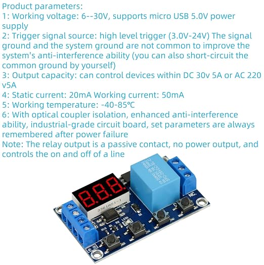 3Pcs 6-30V Timer Relay Module Programmable Delay | - Image 3