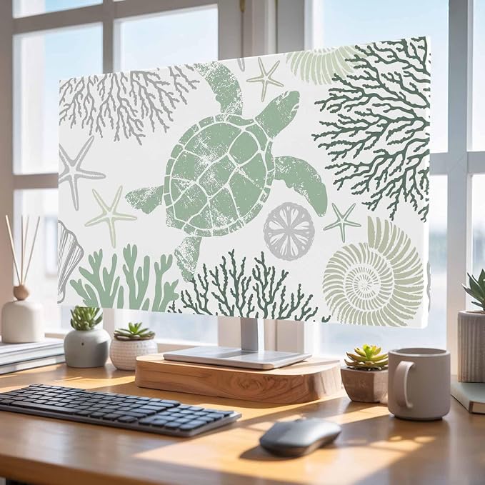 Summer Sea Turtle Coral Starfish Indoor TV Cover, Elastic TV Screen Protector - Image 4