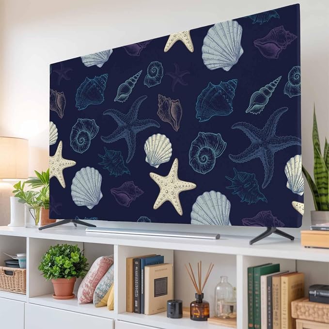 Marine Shell Starfish Conch Indoor TV Cover, Elastic TV Screen Protector - Image 6