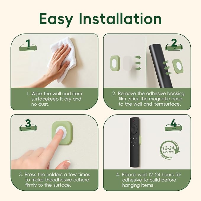 Magnetic Remote Control Holder Wall Mount Self-Adhesive, 6 Pack Upgraded - Image 5