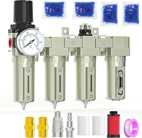 1/2" NPT Heavy Duty Industrial Grade 4 Stage Air Drying System, Coalescing by MEANLINMEASURE