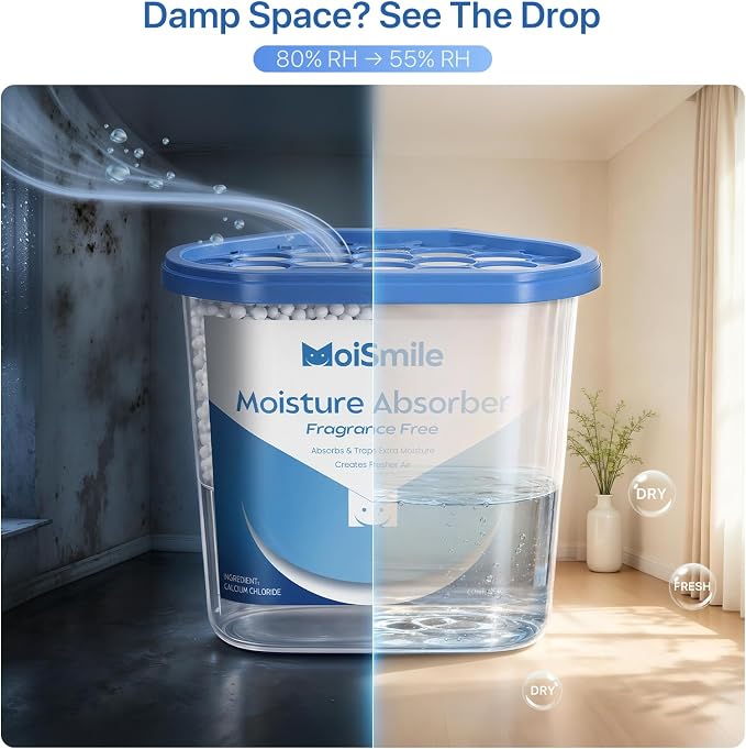 Large Moisture Absorber Buckets, 14 oz Each, Fragrance Free, 3 Pack | 14 oz Net - Image 2